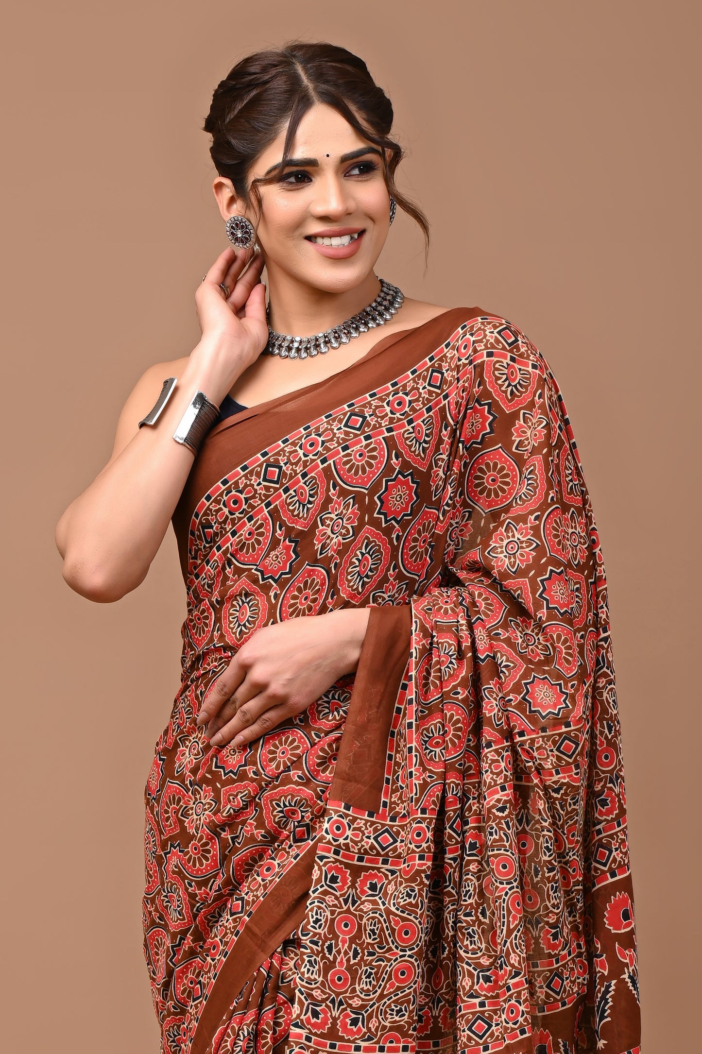 Printed Pure Cotton Mulmul Saree With Blouse