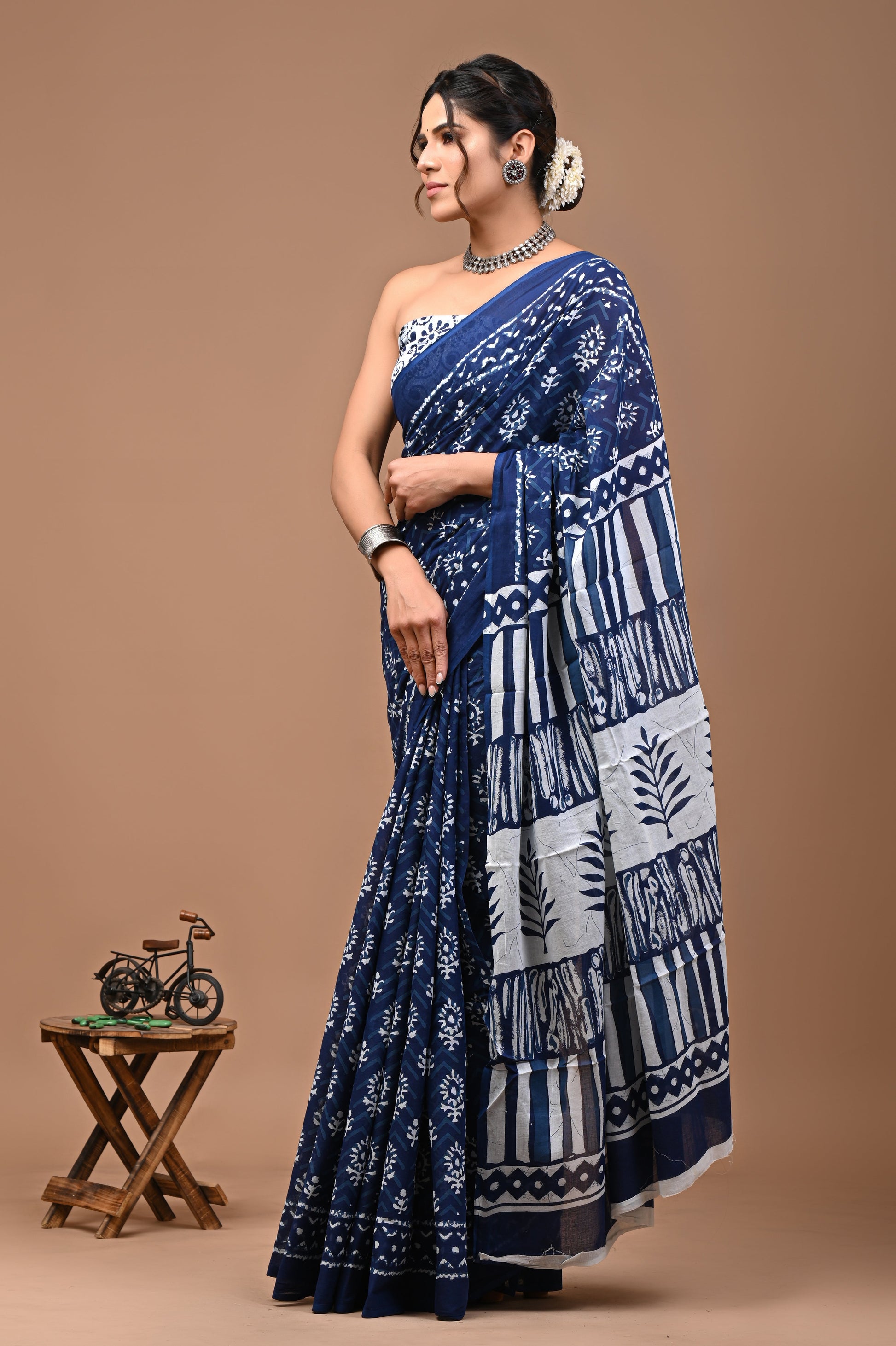 Printed Pure Cotton Mulmul Saree With Blouse – Rajasthan Fabric