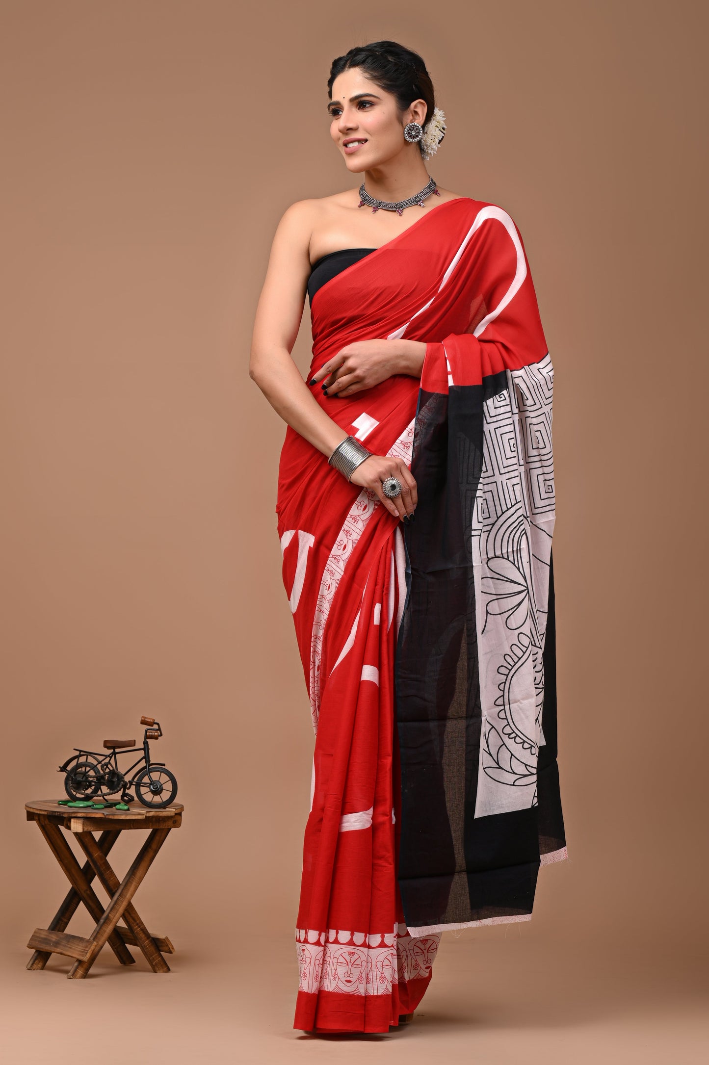 Printed Pure Cotton Mulmul Saree With Blouse