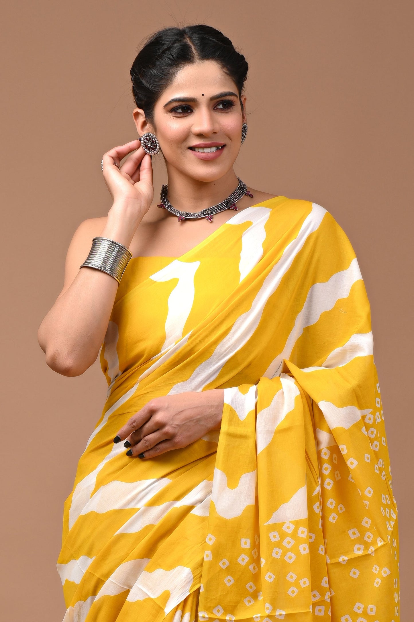 Printed Pure Cotton Mulmul Saree With Blouse