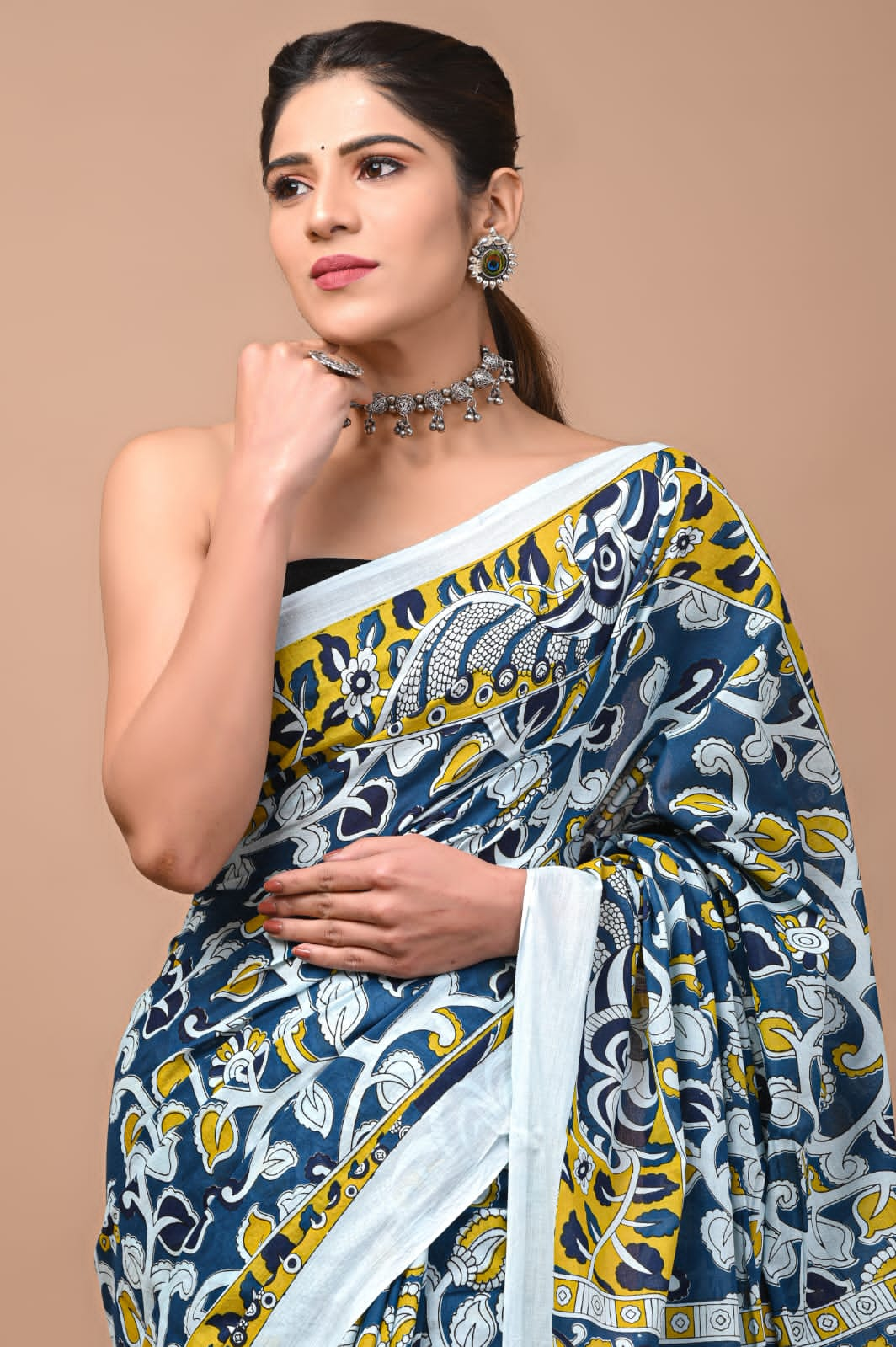 Printed Pure Cotton Mulmul Saree With Blouse