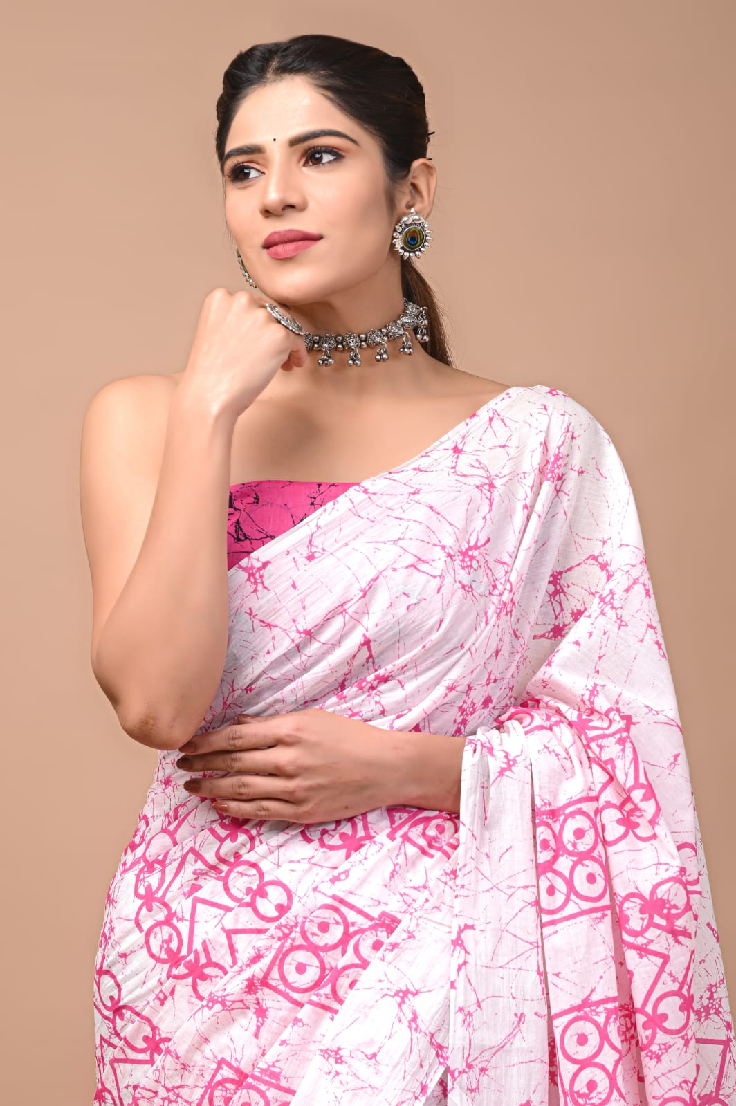 Printed Pure Cotton Mulmul Saree With Blouse