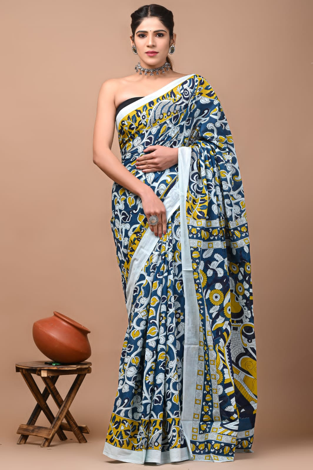 Printed Pure Cotton Mulmul Saree With Blouse